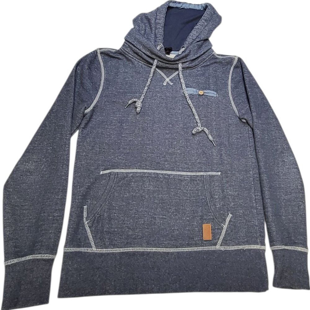 Revelation Rev 6 Double Collar Sweatshirt Navy Size Medium Hooded Pocket Cotton